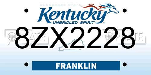8ZX2228 Kentucky License Plate