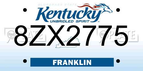 8ZX2775 Kentucky License Plate