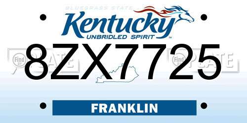 8ZX7725 Kentucky License Plate