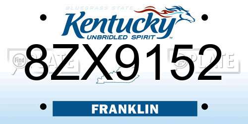 8ZX9152 Kentucky License Plate