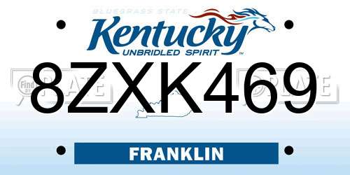 8ZXK469 Kentucky License Plate
