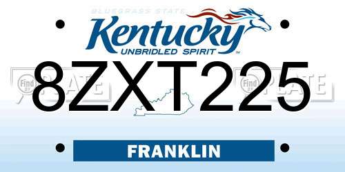 8ZXT225 Kentucky License Plate