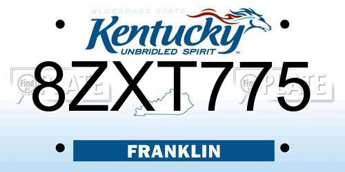 8ZXT775 Kentucky License Plate