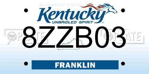 8ZZB03 Kentucky License Plate