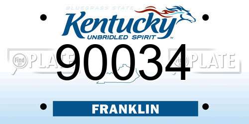 90034 Kentucky License Plate