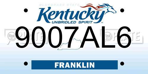 9007AL6 Kentucky License Plate