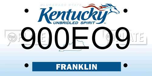 900EO9 Kentucky License Plate
