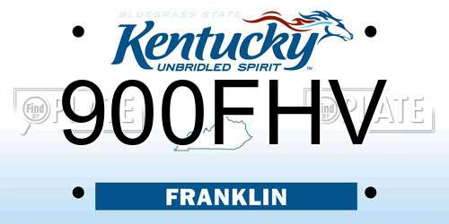 900FHV Kentucky License Plate