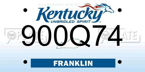900Q74 Kentucky License Plate