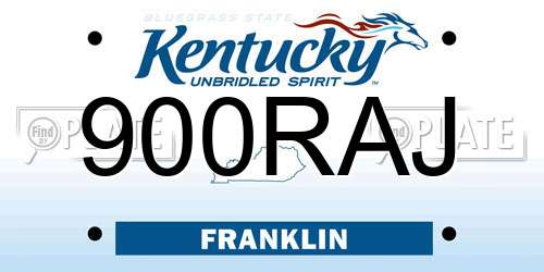 900RAJ Kentucky License Plate