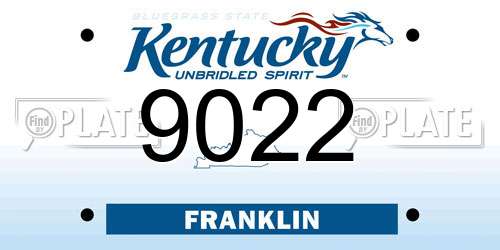 9022 Kentucky License Plate