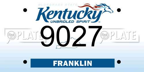 9027 Kentucky License Plate