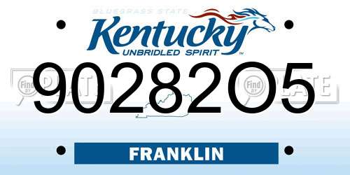 90282O5 Kentucky License Plate