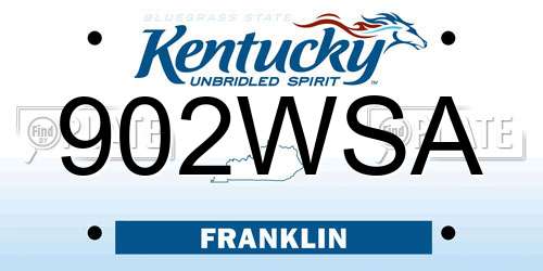 902WSA Kentucky License Plate
