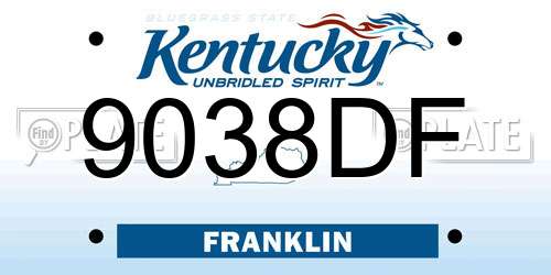 9038DF Kentucky License Plate