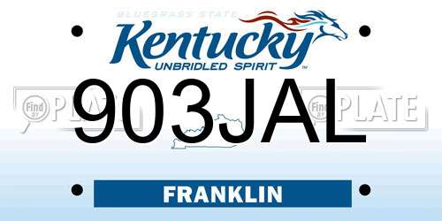 903JAL Kentucky License Plate