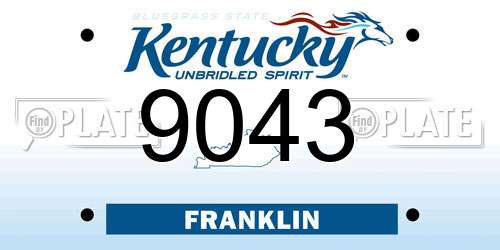 9043 Kentucky License Plate