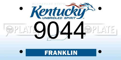 9044 Kentucky License Plate
