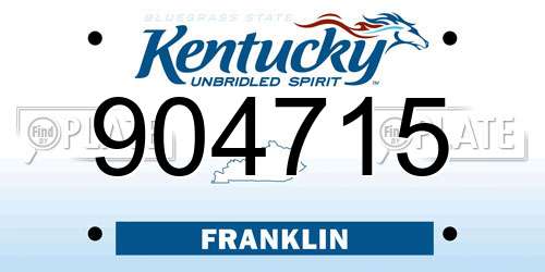 904715 Kentucky License Plate