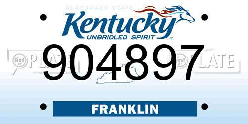 904897 Kentucky License Plate