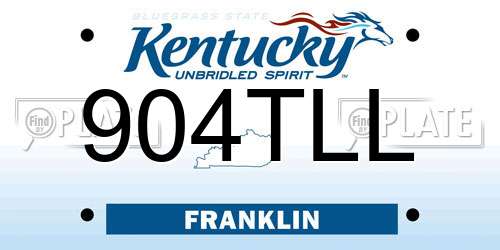 904TLL Kentucky License Plate