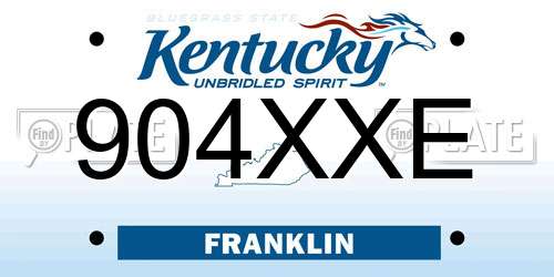 904XXE Kentucky License Plate