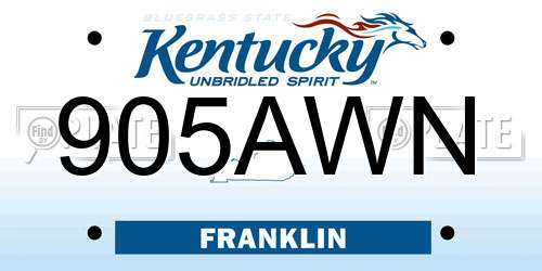 905AWN Kentucky License Plate