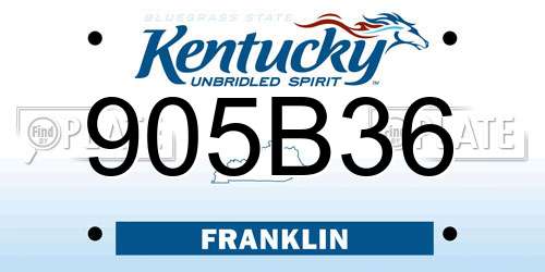 905B36 Kentucky License Plate