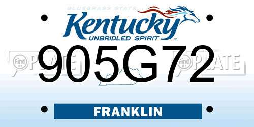 905G72 Kentucky License Plate