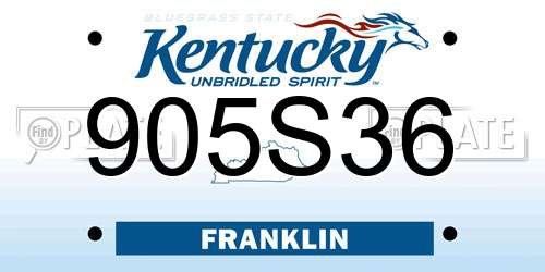 905S36 Kentucky License Plate