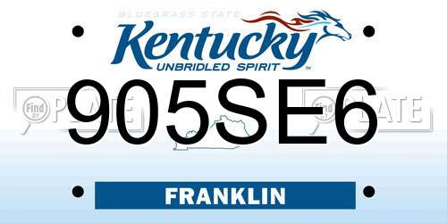 905SE6 Kentucky License Plate