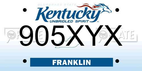 905XYX Kentucky License Plate