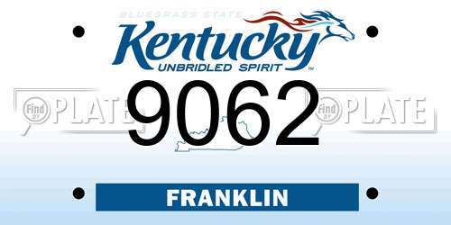 9062 Kentucky License Plate