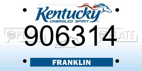906314 Kentucky License Plate