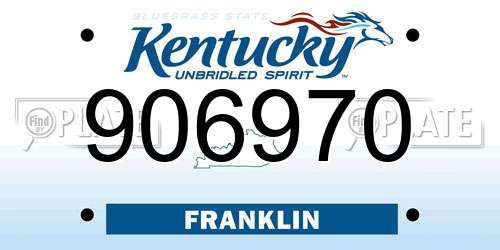 906970 Kentucky License Plate