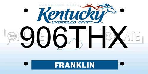 906THX Kentucky License Plate