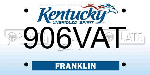 906VAT Kentucky License Plate