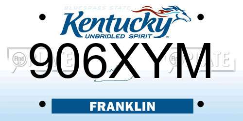 906XYM Kentucky License Plate