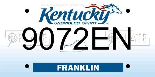 9072EN Kentucky License Plate