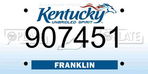 907451 Kentucky License Plate
