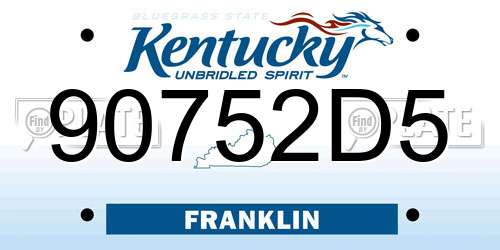 90752D5 Kentucky License Plate