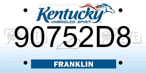 90752D8 Kentucky License Plate