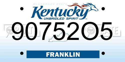 90752O5 Kentucky License Plate