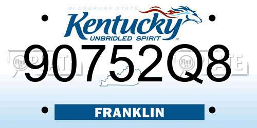90752Q8 Kentucky License Plate