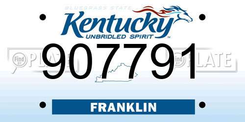 907791 Kentucky License Plate