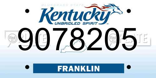 9078205 Kentucky License Plate