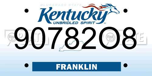 90782O8 Kentucky License Plate