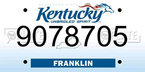 9078705 Kentucky License Plate