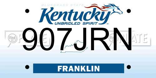 907JRN Kentucky License Plate