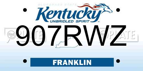907RWZ Kentucky License Plate